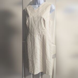 Tailored by Rebecca Taylor stripe cream and pink sleeveless dress Sz: 12